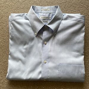 Van Heusen, Long sleeve button down dress shirt, Solid Blue, 15 1/2; 32/33